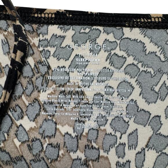 GEORGE Animal Print Lace Cami Tank Top Size Large 12-14 Sleep Pajama Stretch - Picture 6 of 8